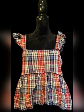 ✨️Plaid Ruffle Sleeve Top